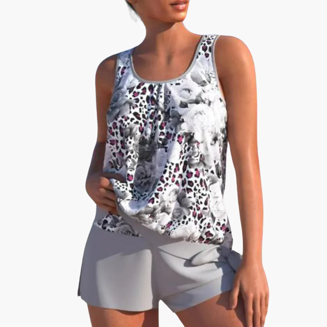 Conjunto de tankini de dos piezas para mujer – Floral y cómodo