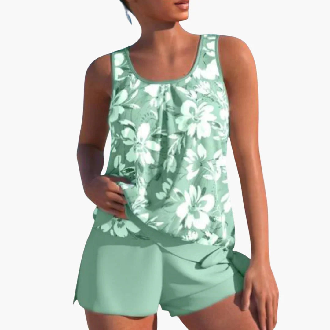 Conjunto de tankini de dos piezas para mujer – Floral y cómodo