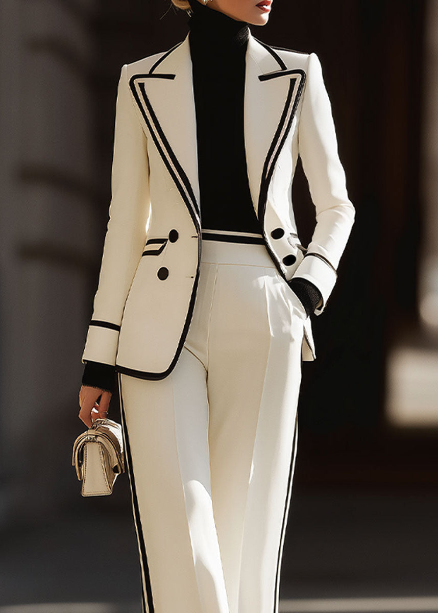 Conjunto de traje cruzado con ribete en contraste