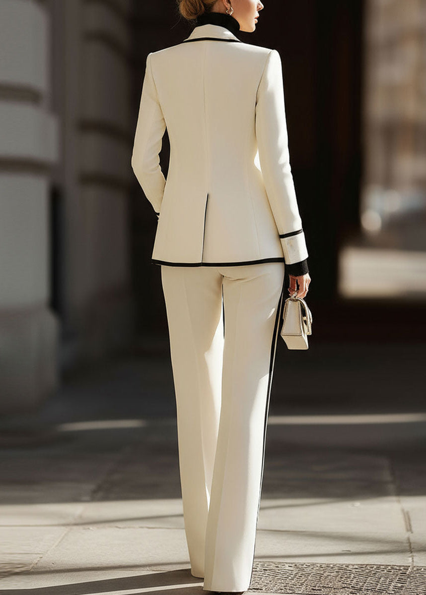 Conjunto de traje cruzado con ribete en contraste