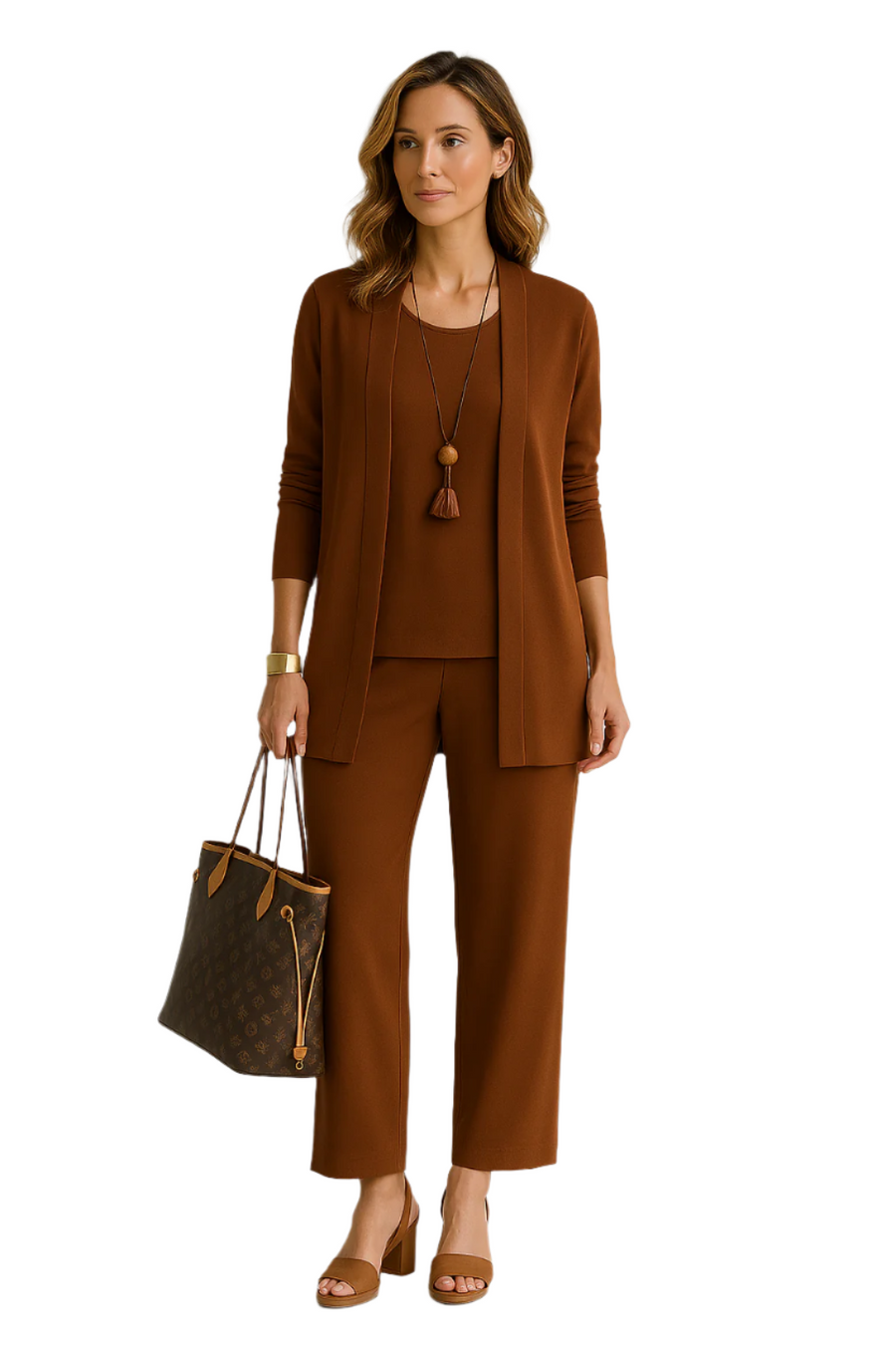 Conjunto de tres piezas para mujer con pantalones de diseño cómodo