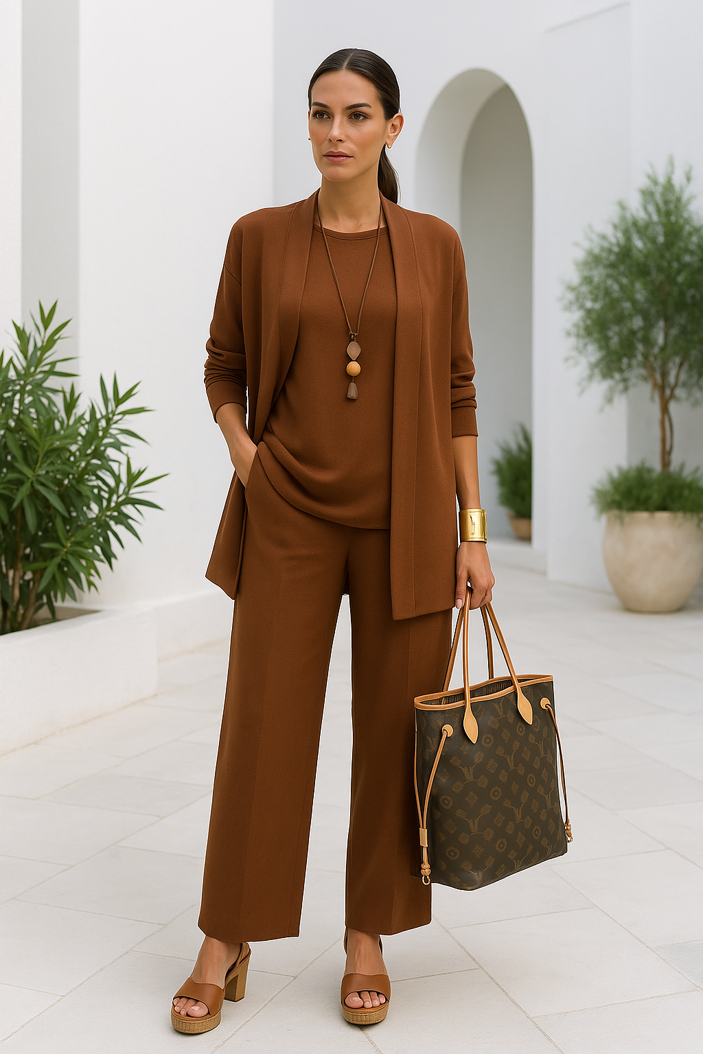Conjunto de tres piezas para mujer con pantalones de diseño cómodo
