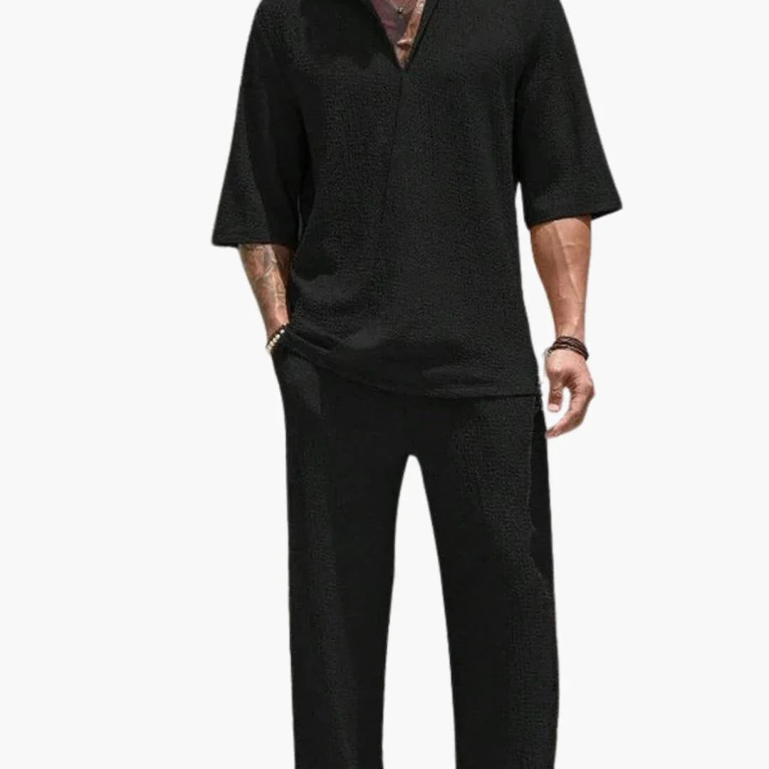 Conjunto de verano para hombre con camisa de manga corta y pantalón con cintura elástica