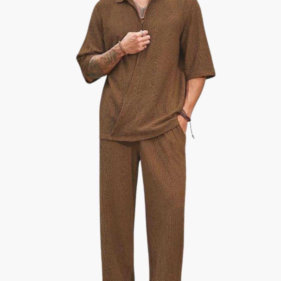 Conjunto de verano para hombre con camisa de manga corta y pantalón con cintura elástica