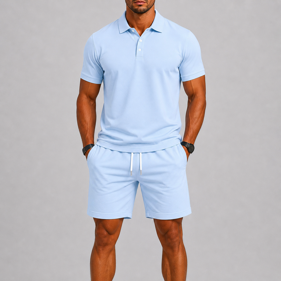 Conjunto deportivo de verano para hombre – Polo y pantalones cortos, comodidad ligera