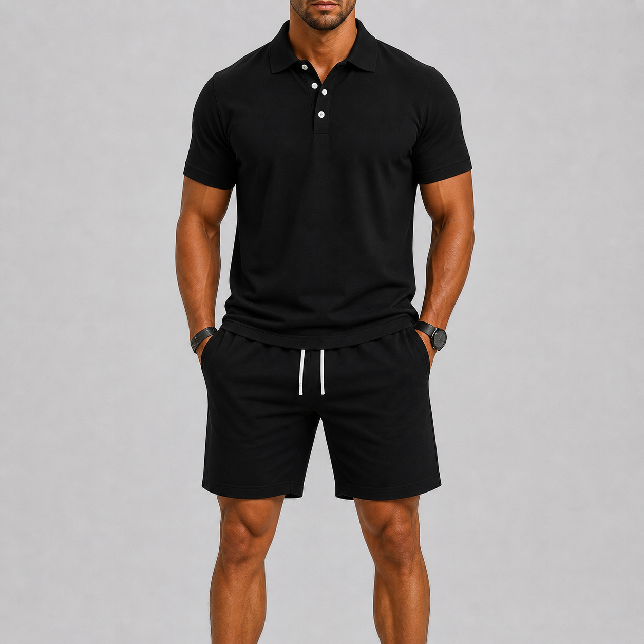 Conjunto deportivo de verano para hombre – Polo y pantalones cortos, comodidad ligera