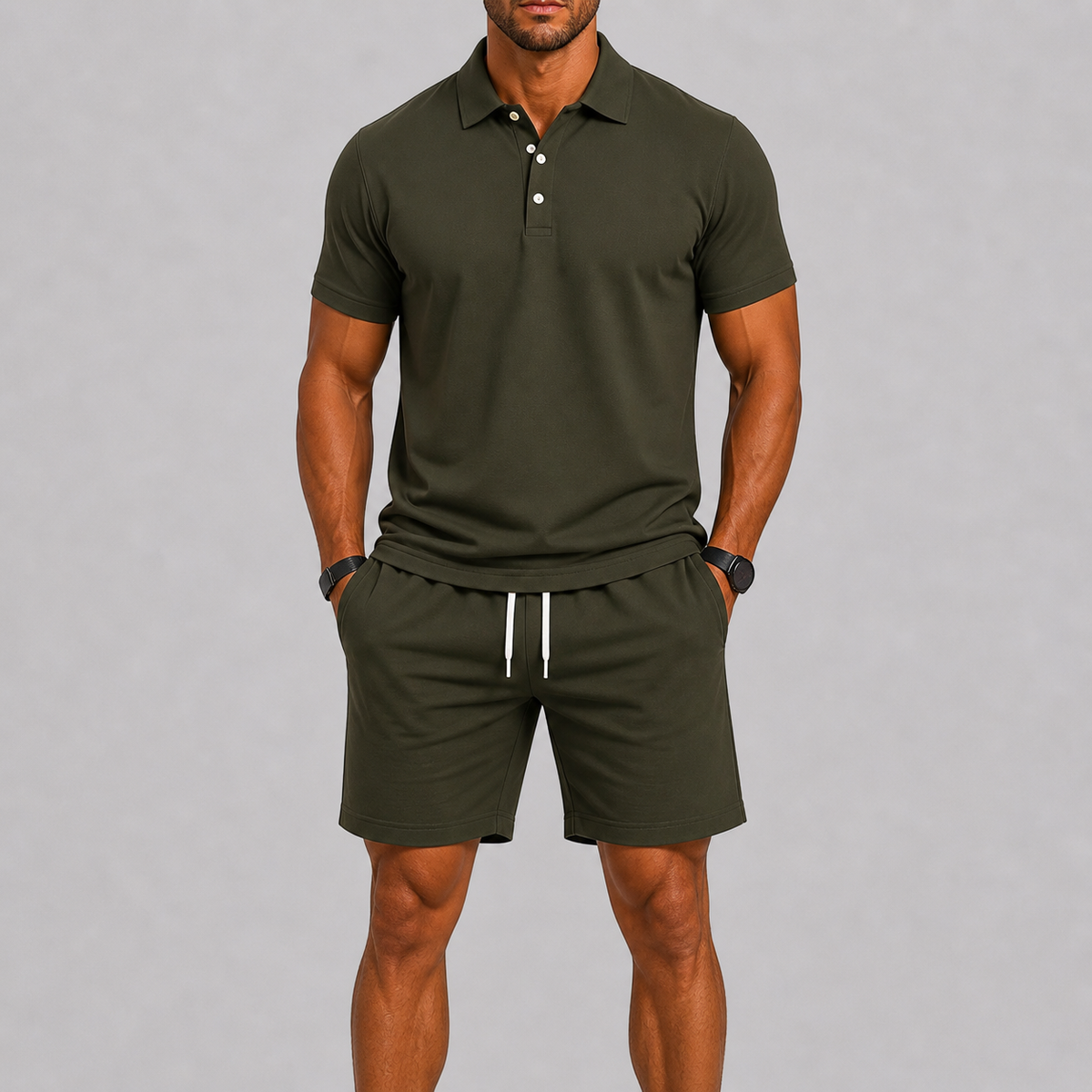 Conjunto deportivo de verano para hombre – Polo y pantalones cortos, comodidad ligera
