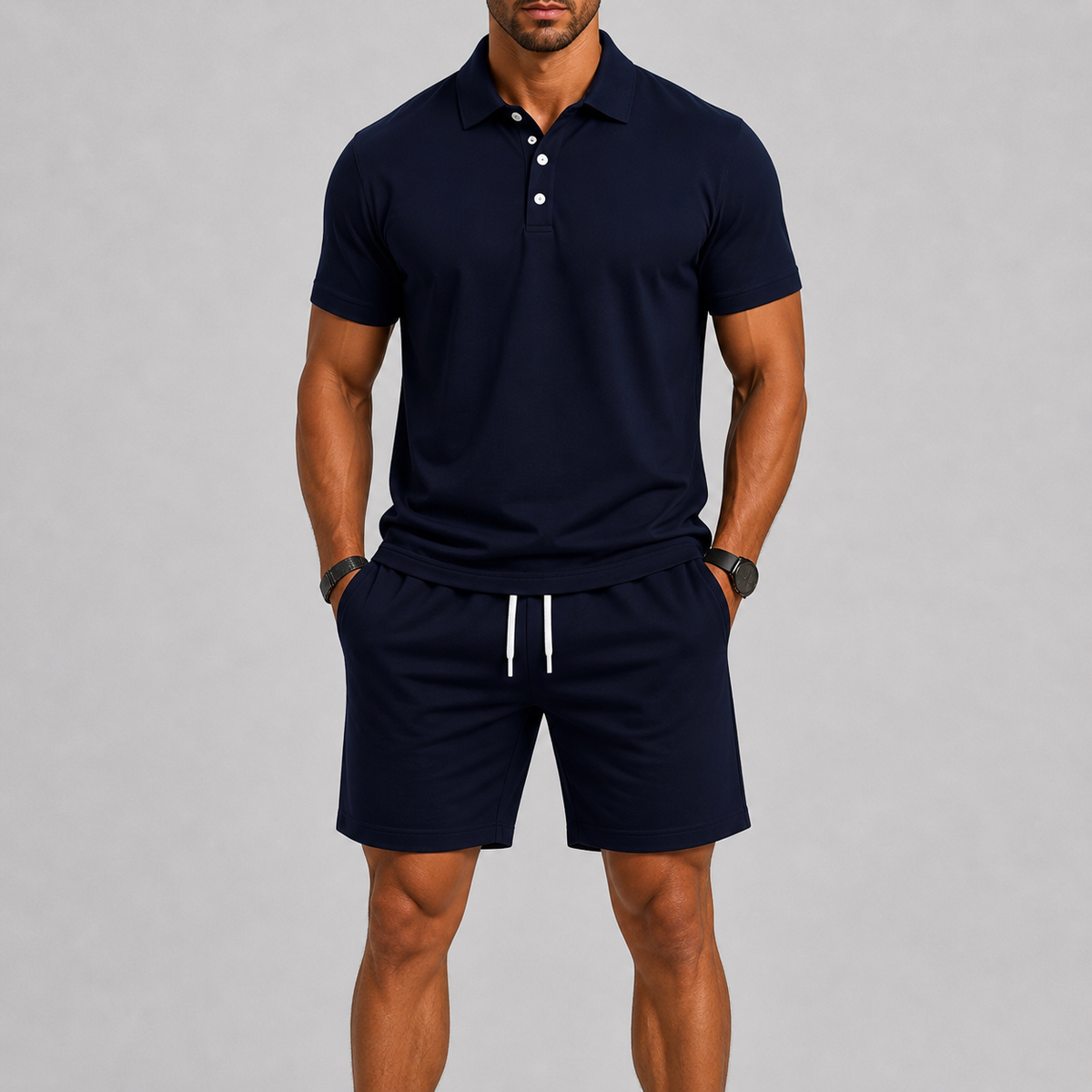 Conjunto deportivo de verano para hombre – Polo y pantalones cortos, comodidad ligera