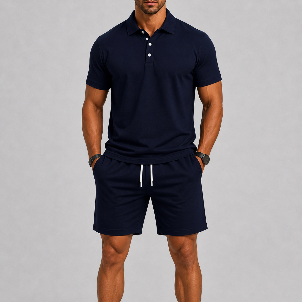 Conjunto deportivo de verano para hombre – Polo y pantalones cortos, comodidad ligera