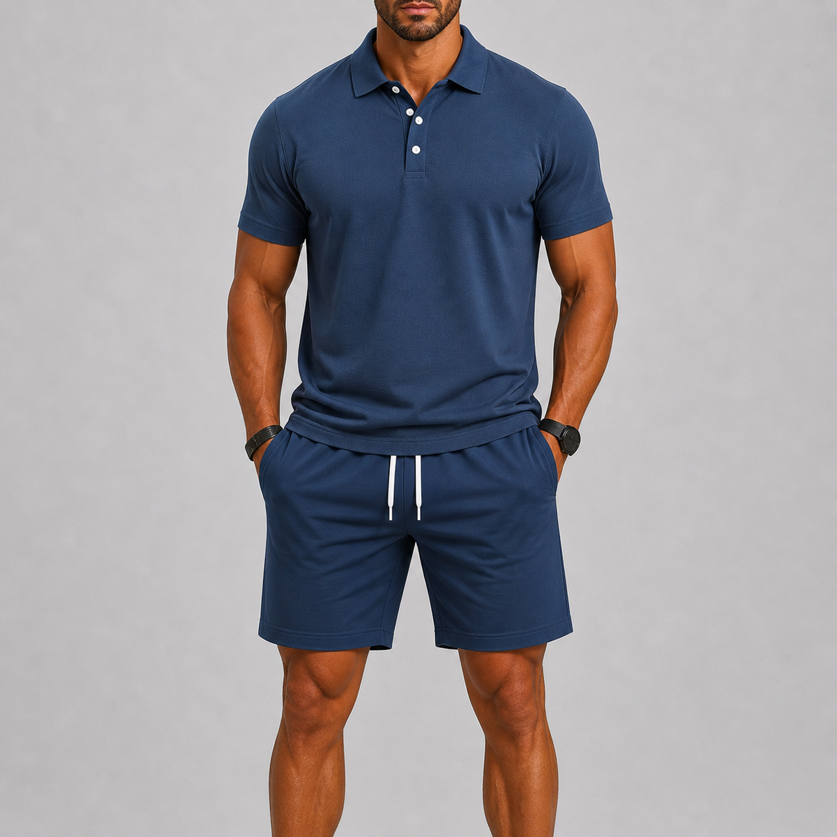 Conjunto deportivo de verano para hombre – Polo y pantalones cortos, comodidad ligera