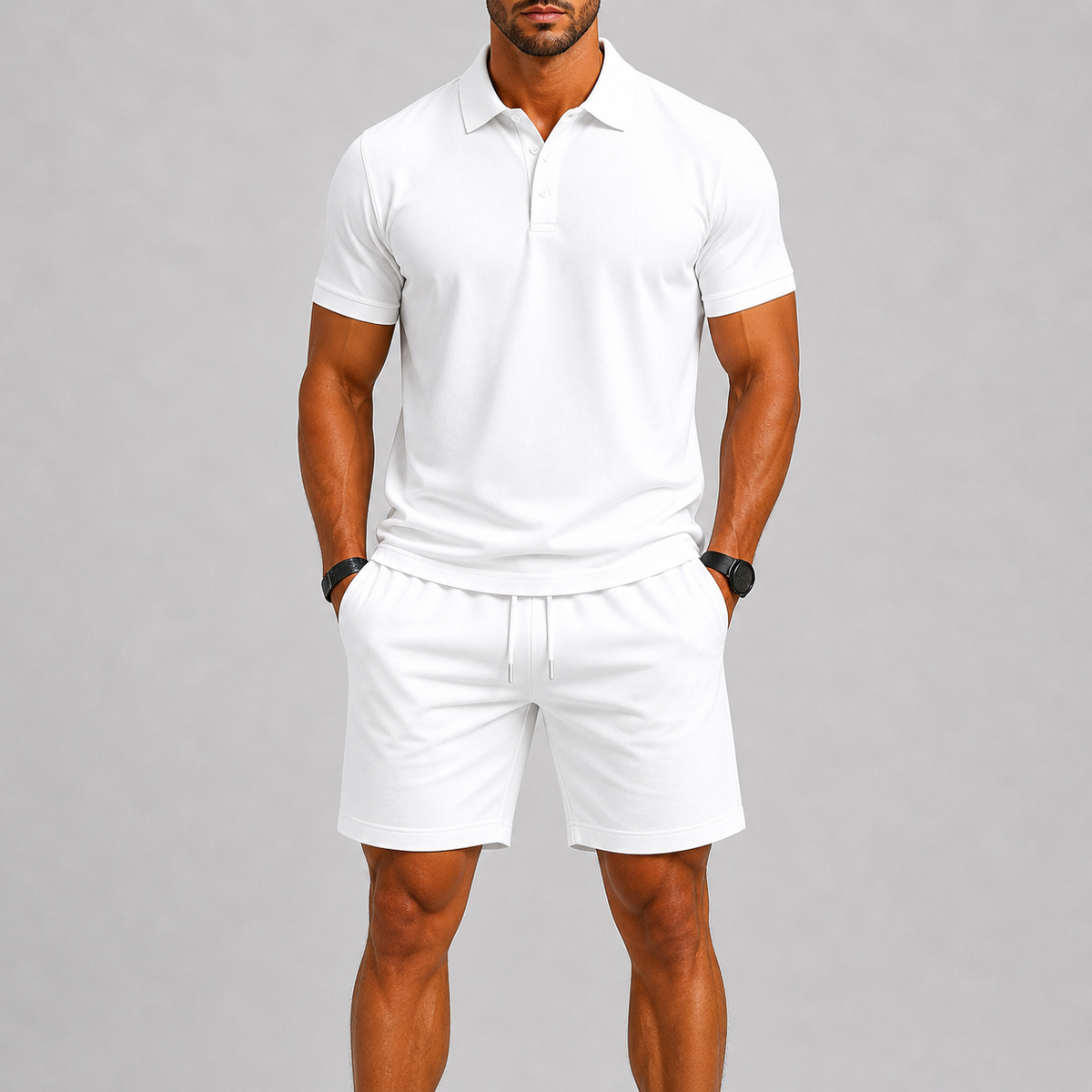 Conjunto deportivo de verano para hombre – Polo y pantalones cortos, comodidad ligera