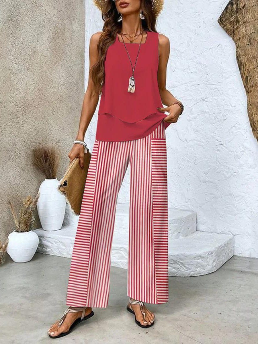 Conjunto elegante para mujer con estampado floral y pantalón cómodo