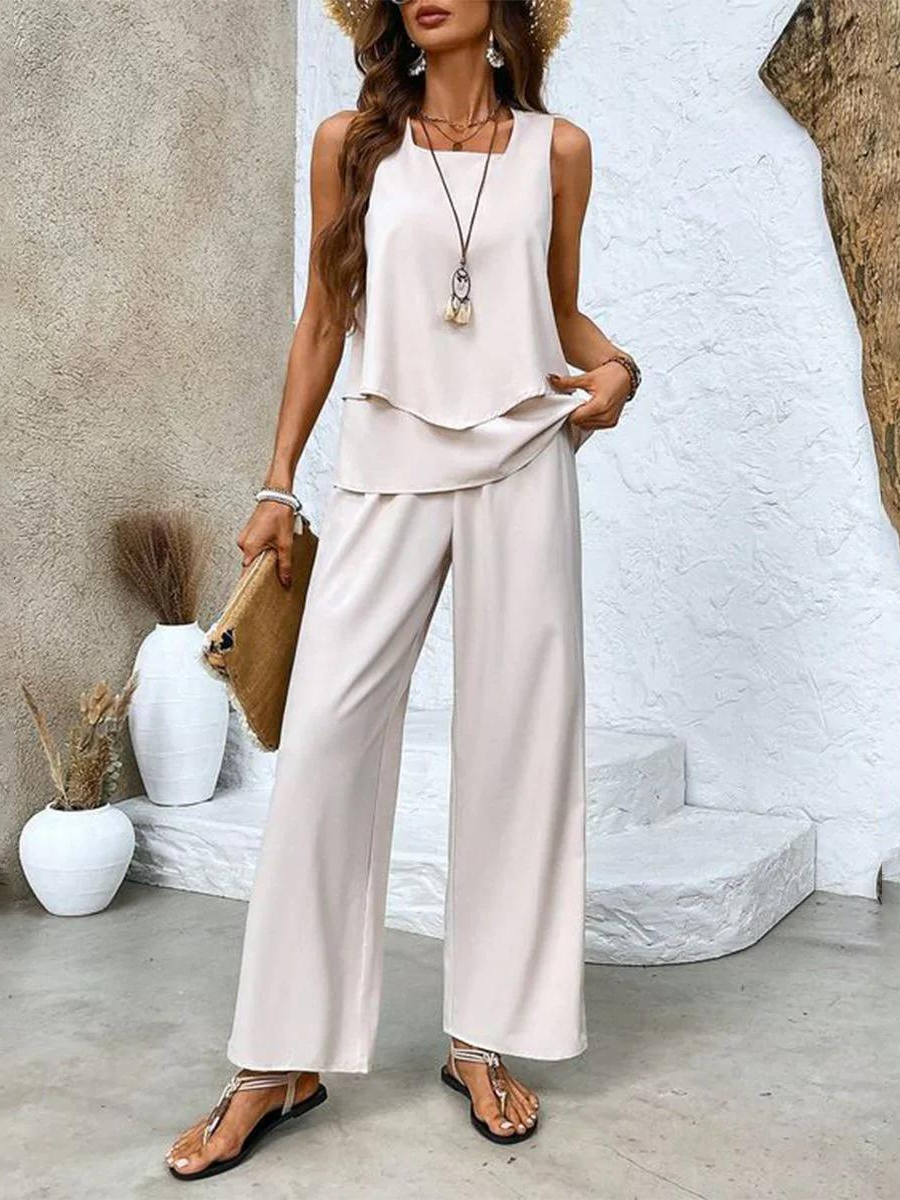 Conjunto elegante para mujer con estampado floral y pantalón cómodo