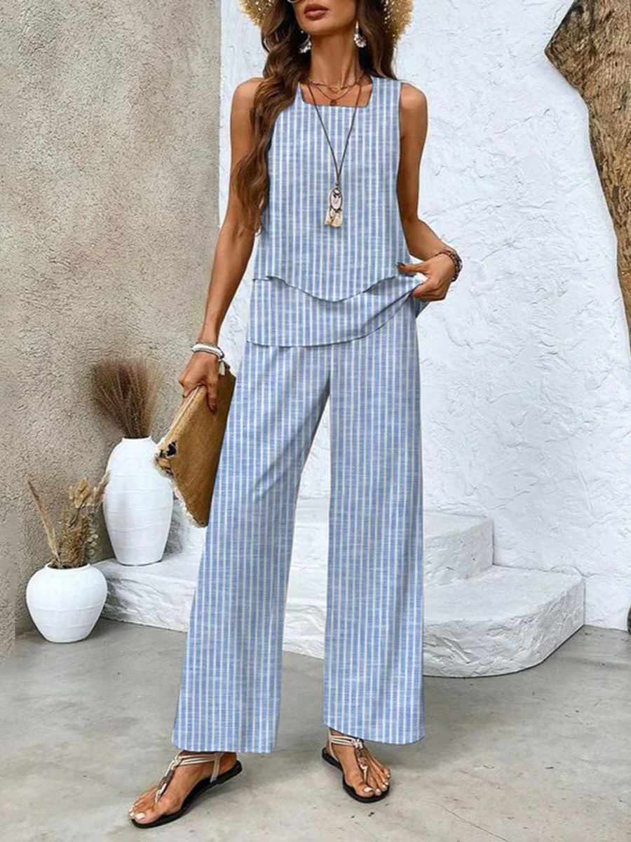 Conjunto elegante para mujer con estampado floral y pantalón cómodo