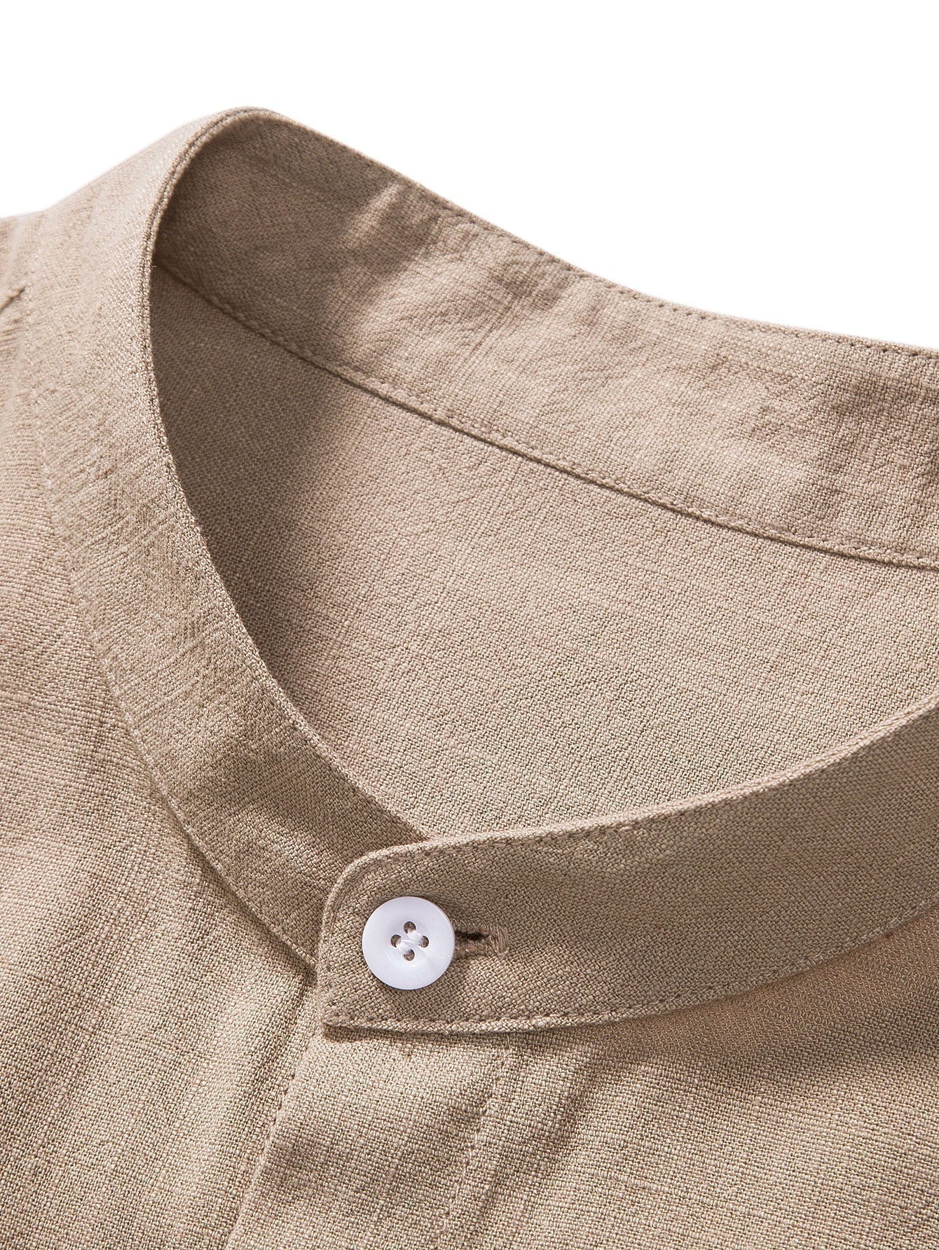 Conjunto ligero de verano para hombre con camisa de manga corta con cuello Mao y pantalón