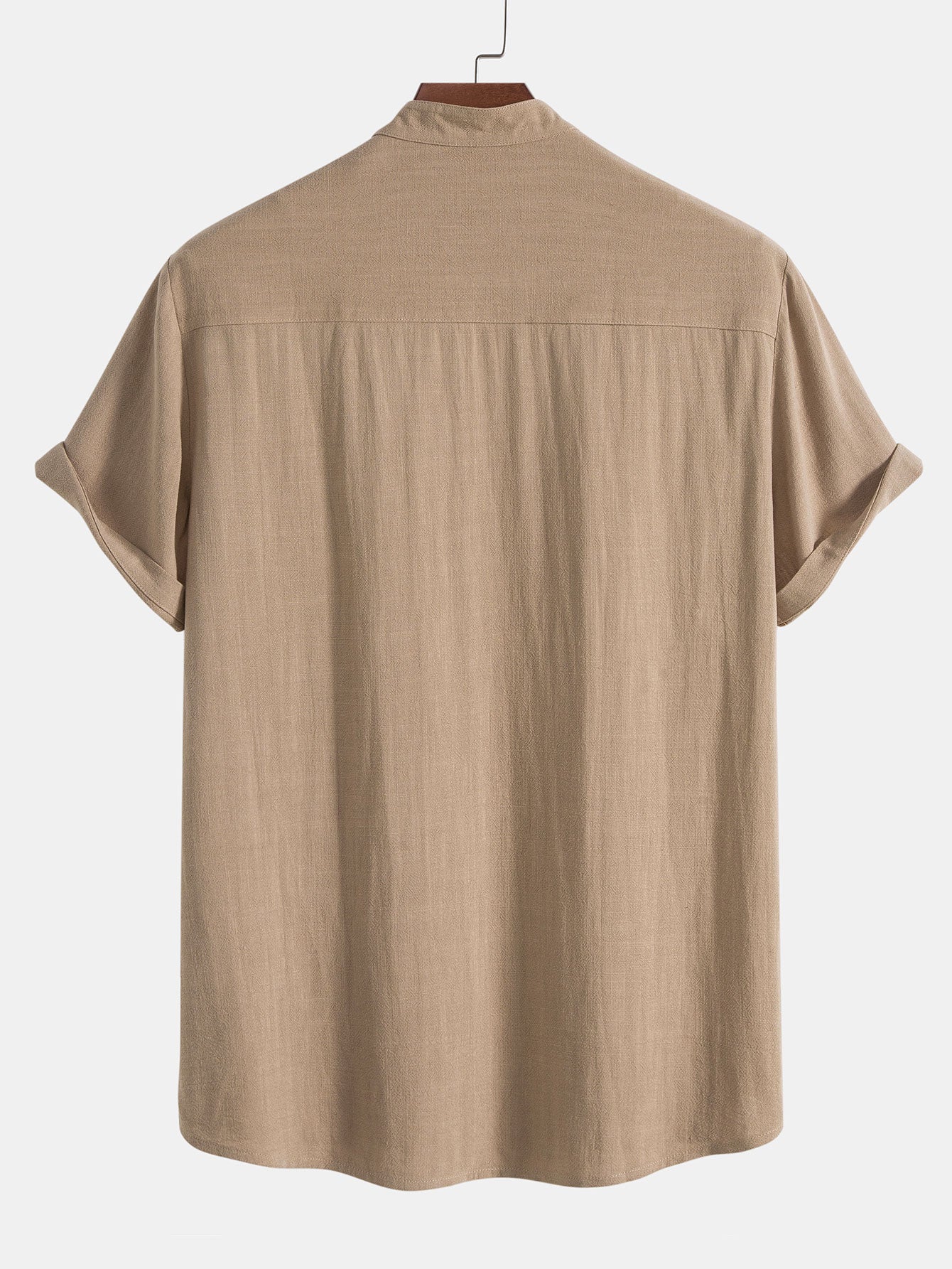 Conjunto ligero de verano para hombre con camisa de manga corta con cuello Mao y pantalón