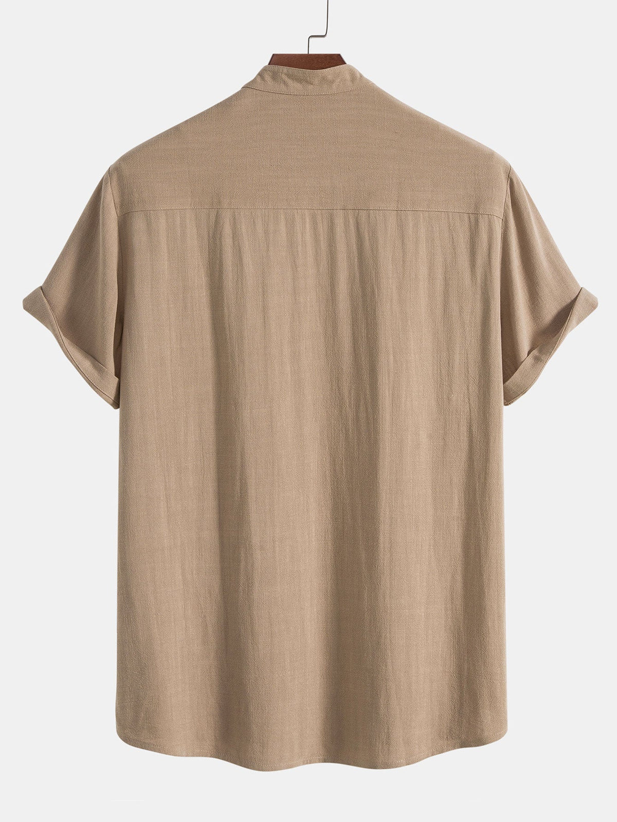 Conjunto ligero de verano para hombre con camisa de manga corta con cuello Mao y pantalón