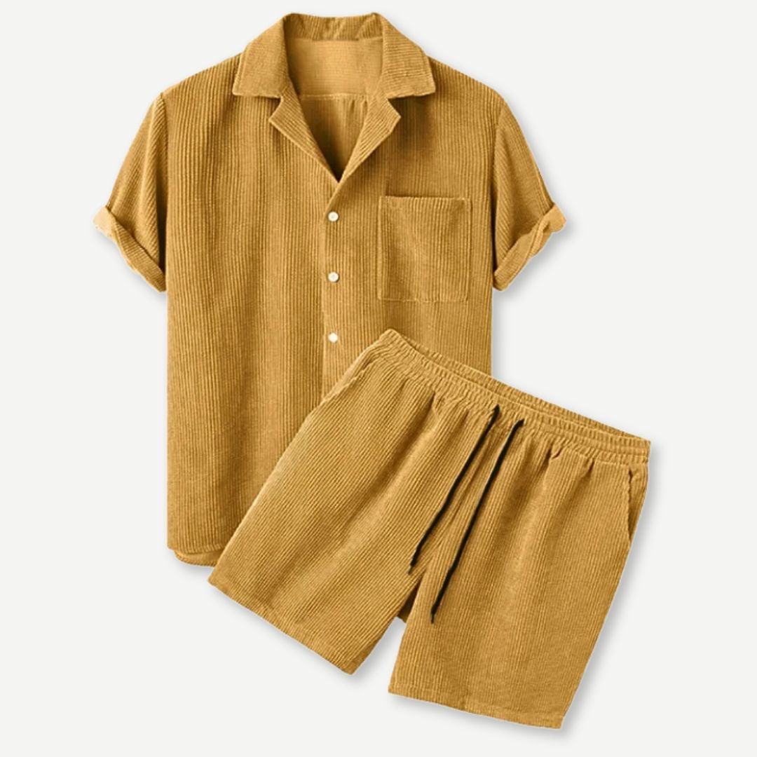 Conjunto para hombre de camisa de pana y pantalón corto