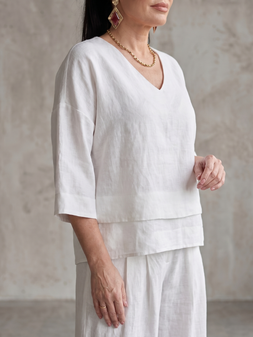Conjunto para mujer estilo superpuesto con pantalón de pernera ancha