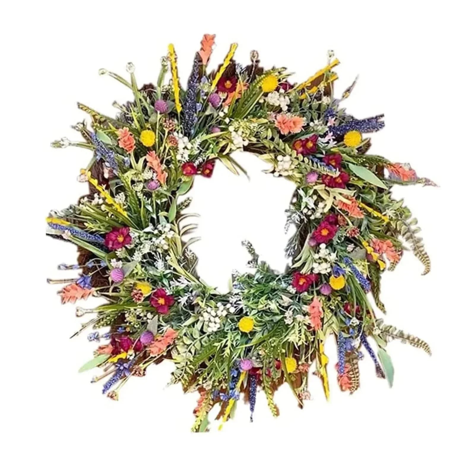 Corona floral artesanal para puerta de interior y exterior