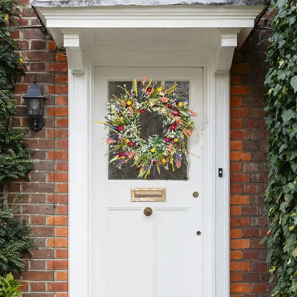 Corona floral artesanal para puerta de interior y exterior