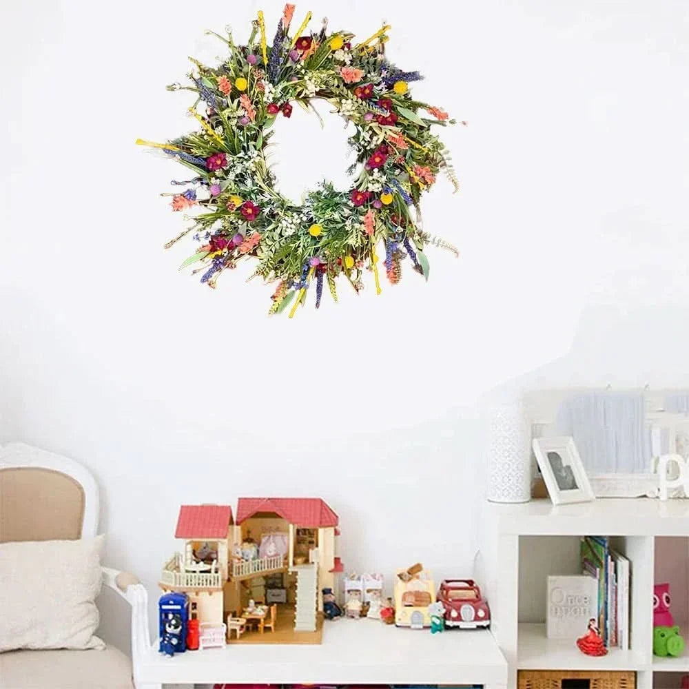 Corona floral artesanal para puerta de interior y exterior