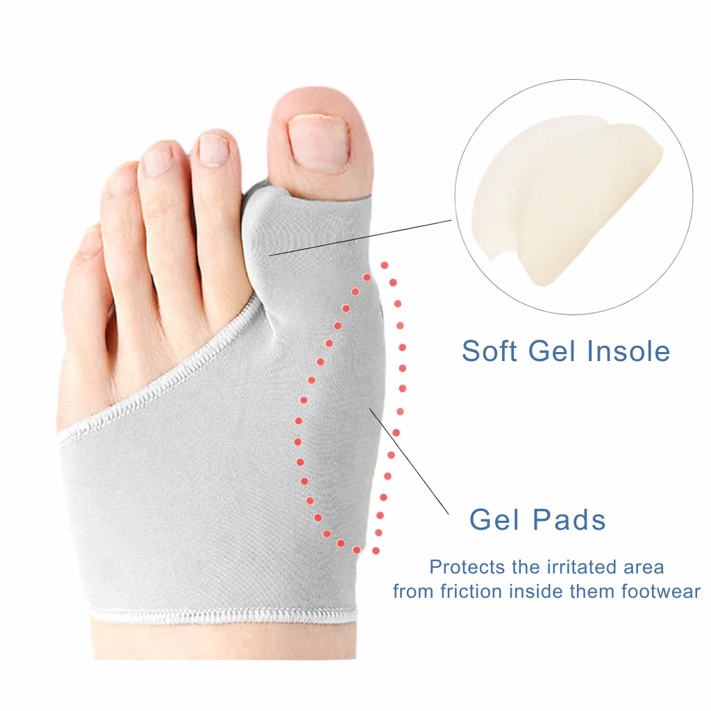 Corrector de dedos para hallux valgus con alivio de presión al caminar