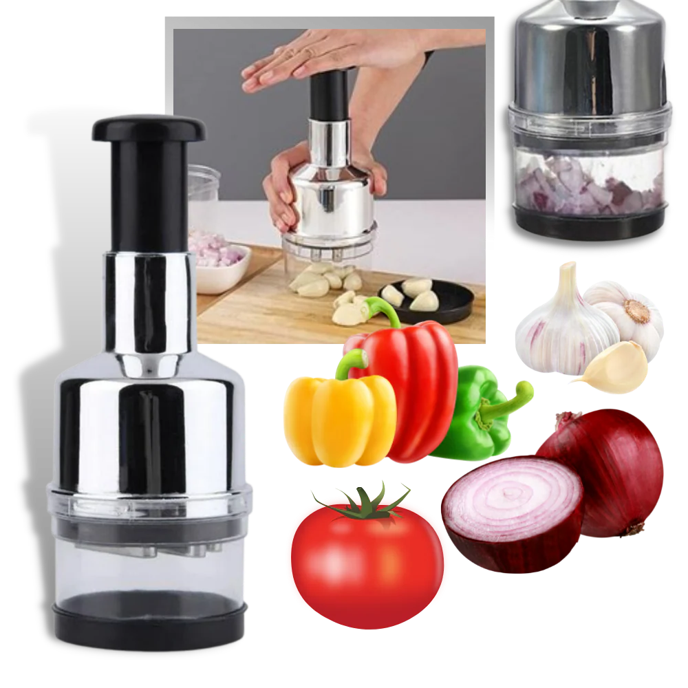 Cortador compacto de verduras y ajo de acero inoxidable para una cocina eficiente