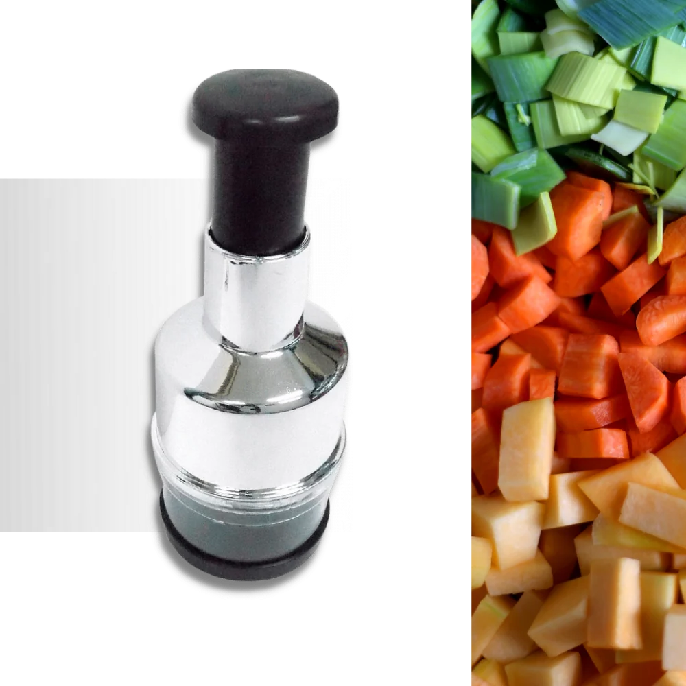 Cortador compacto de verduras y ajo de acero inoxidable para una cocina eficiente