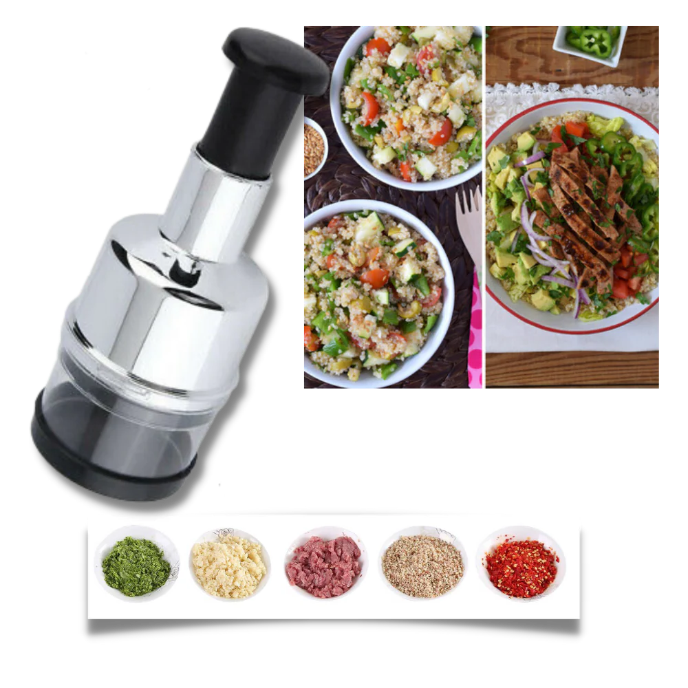 Cortador compacto de verduras y ajo de acero inoxidable para una cocina eficiente
