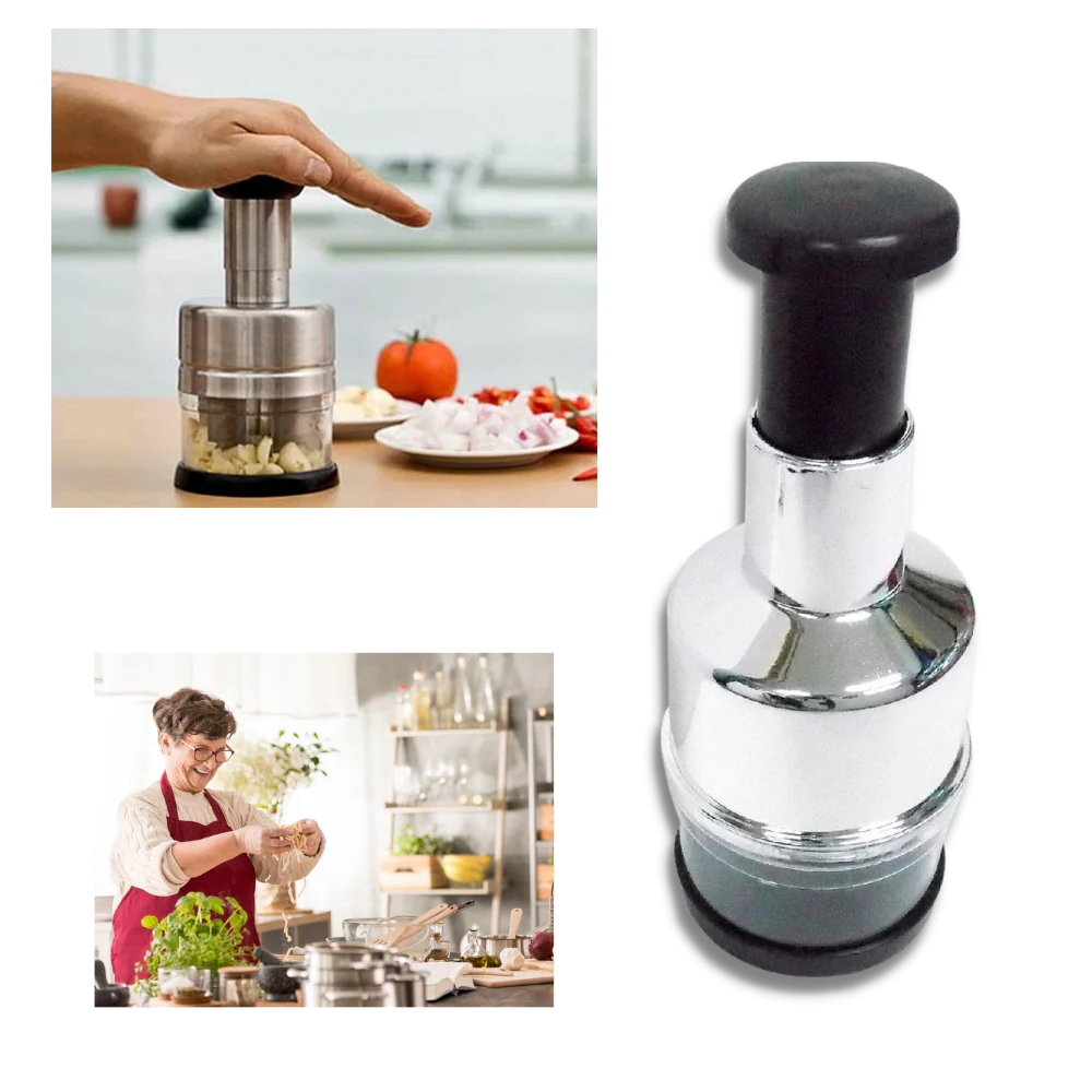 Cortador compacto de verduras y ajo de acero inoxidable para una cocina eficiente