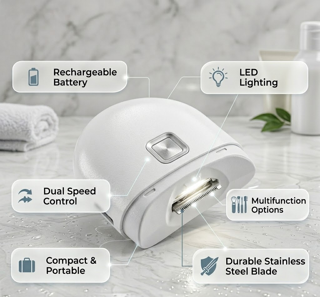 Cortaúñas eléctrico recargable con luz LED