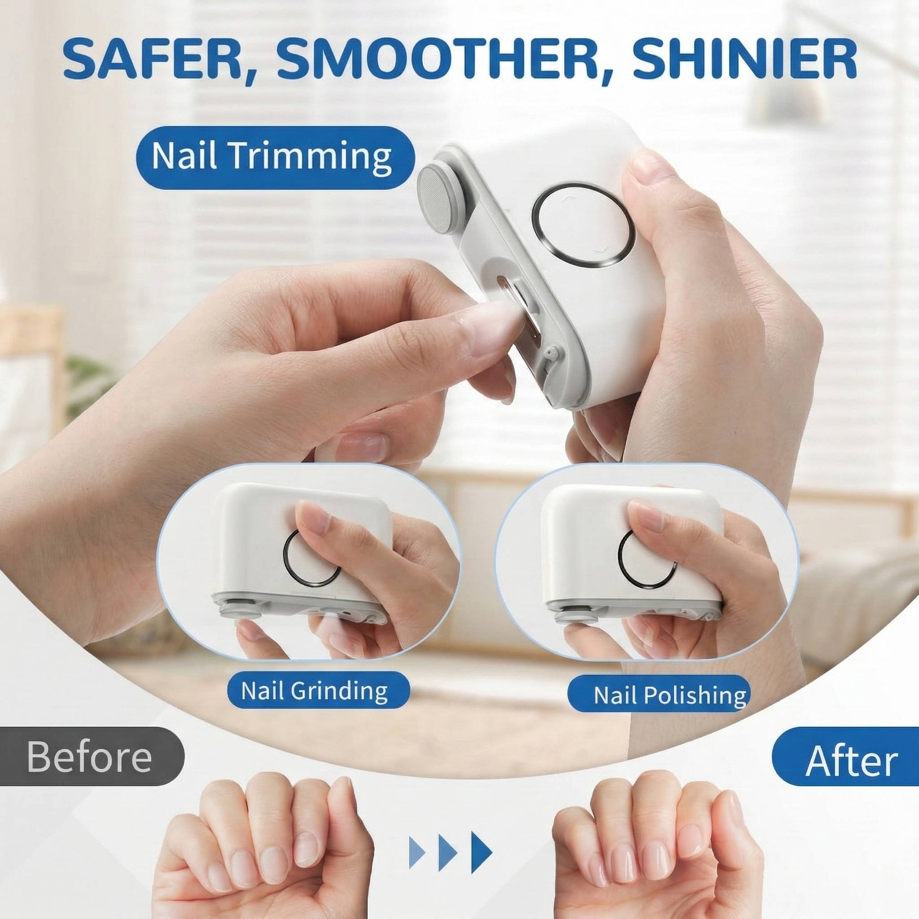 Cortauñas Eléctrico Recargable para Adultos y Niños con Depósito de Recogida Integrado, Ligero