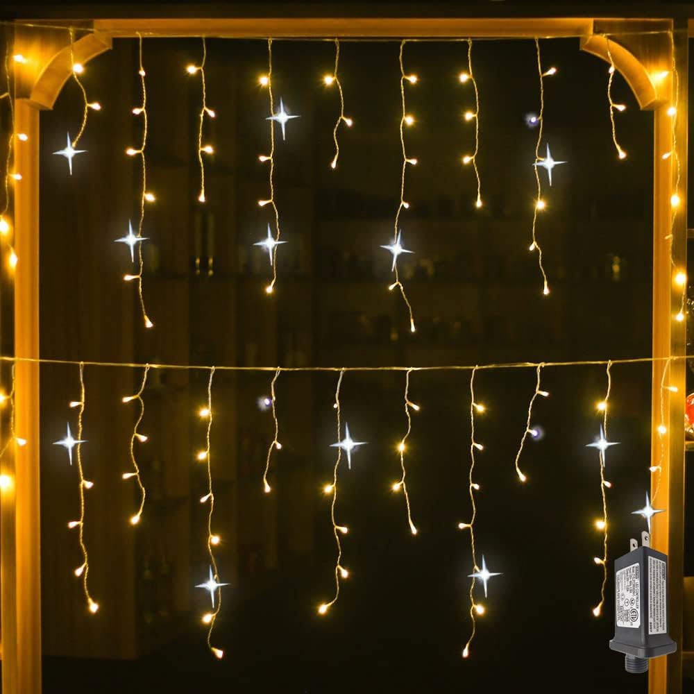 Cortina de Luces LED de 4 m con Luz Cálida e Impermeable IP44 - Ideal para Bodas y Celebraciones