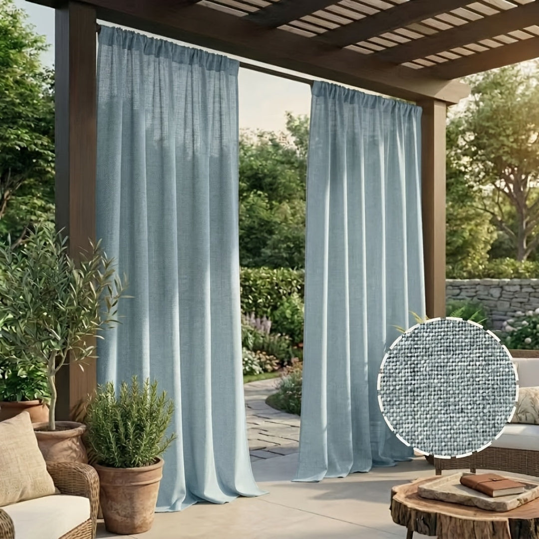 Cortinas - Cortinas de exterior estilo boho con aspecto de lino