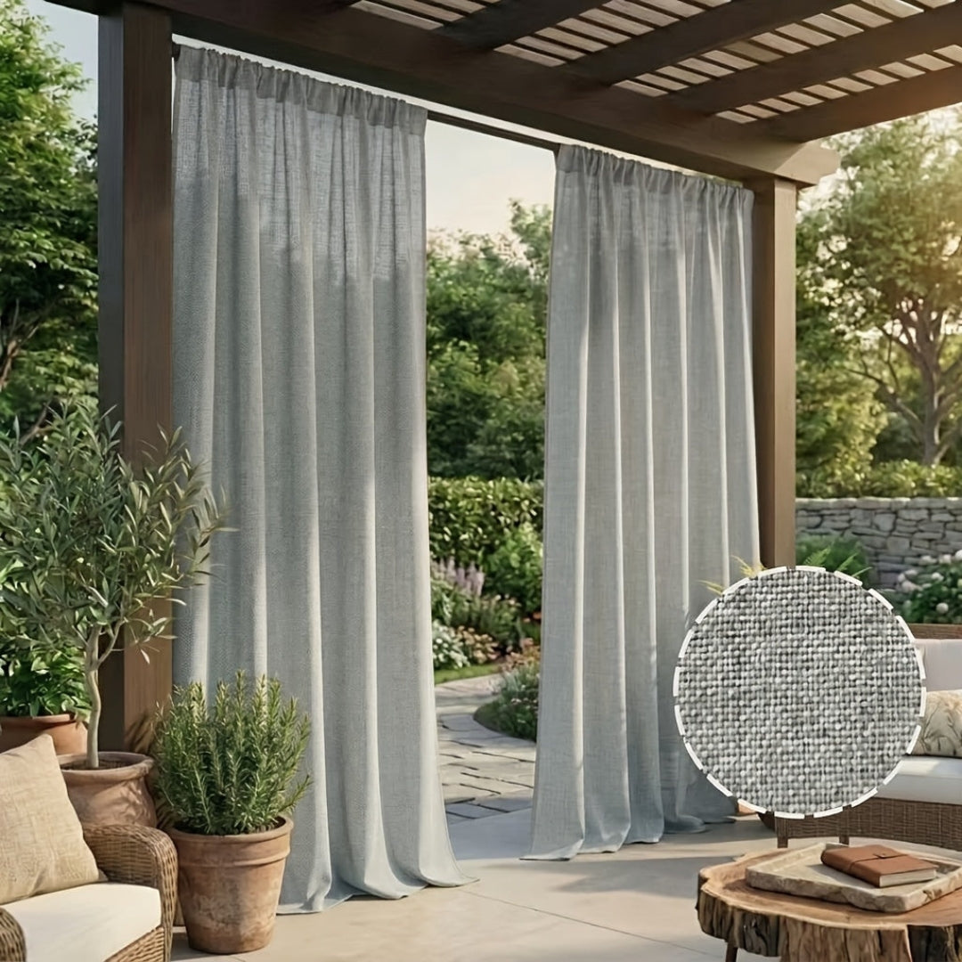 Cortinas - Cortinas de exterior estilo boho con aspecto de lino