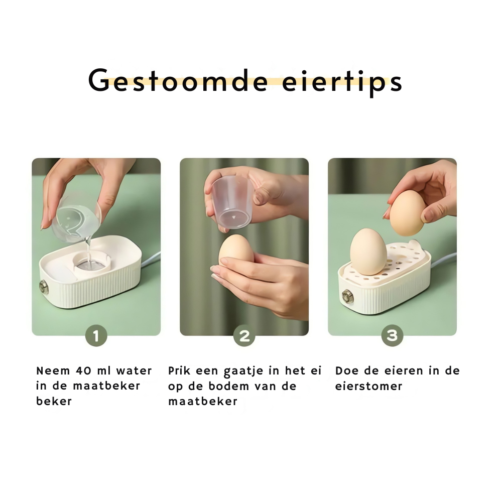 Cuecehuevos eléctrico compacto para 2 huevos