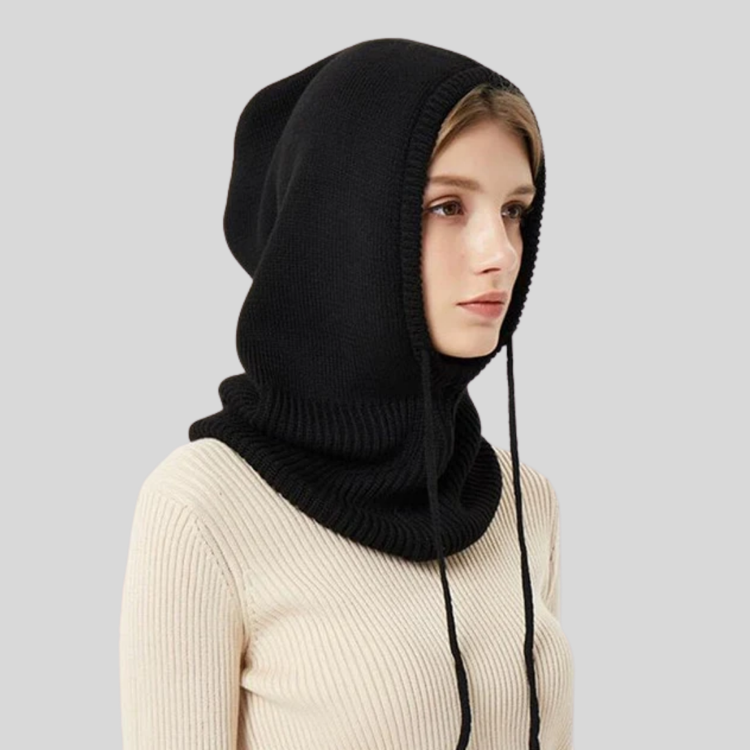 Calentador de cuello de punto de invierno con capucha