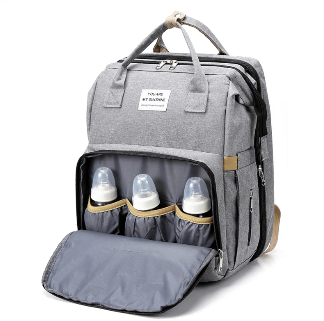Cuna portátil para bebé y bolso cambiador – Mochila de viaje multifuncional