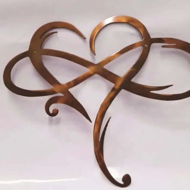 Decoración de pared de corazón e infinito de hierro y nácar