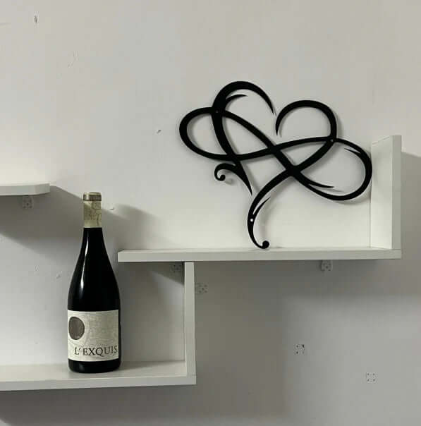 Decoración de pared de corazón e infinito de hierro y nácar