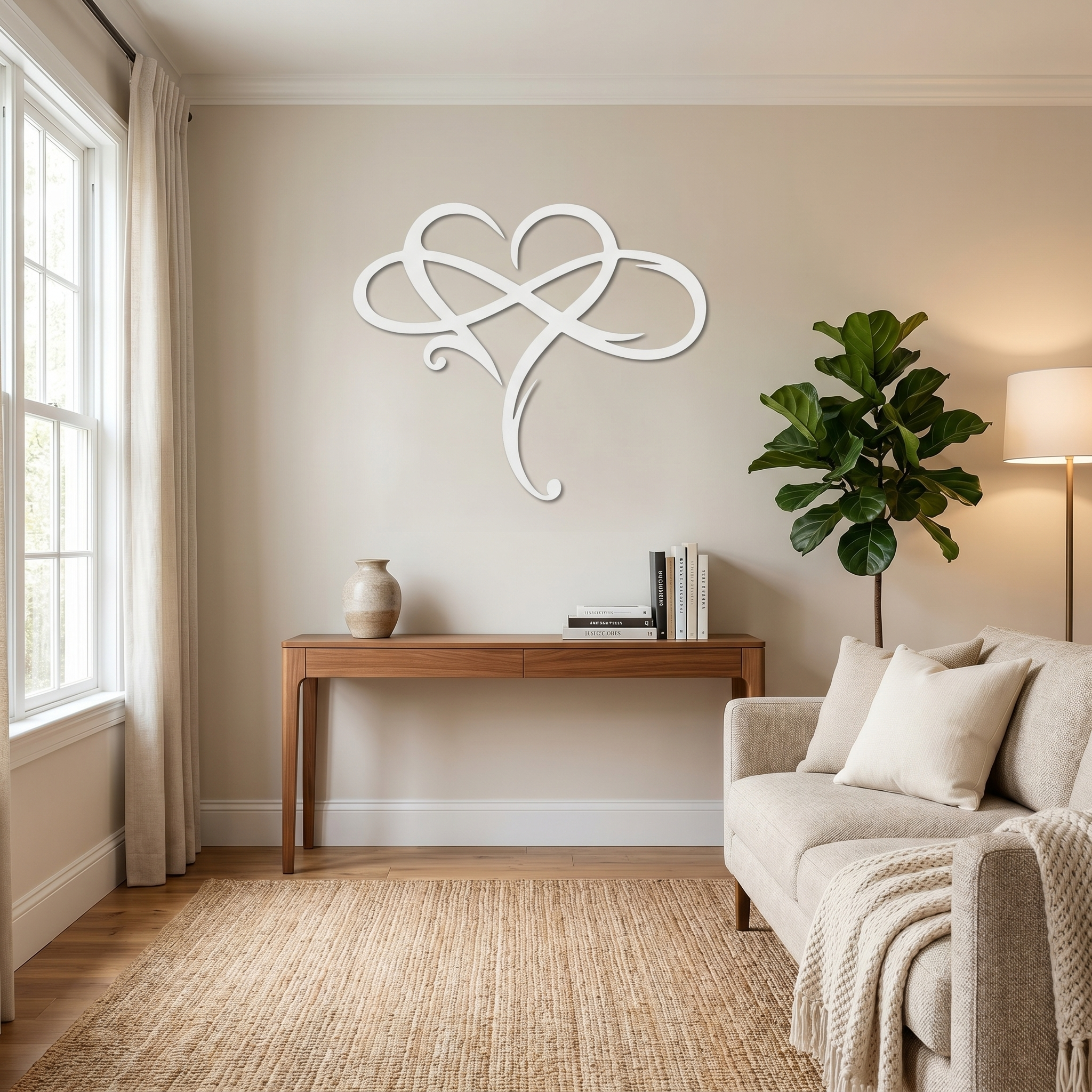 Decoración de pared metálica Corazón Infinito | Símbolo de infinito y corazón | Decoración de pared elegante