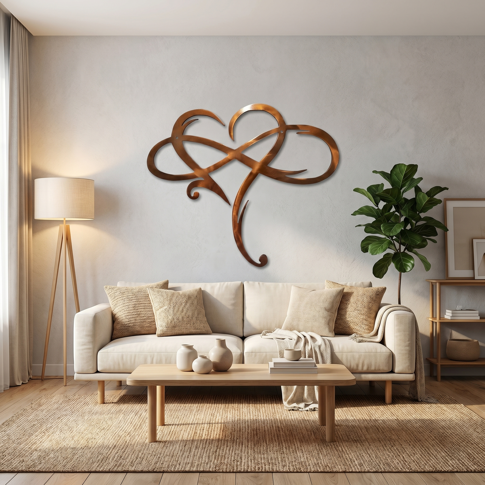 Decoración de pared metálica Corazón Infinito | Símbolo de infinito y corazón | Decoración de pared elegante