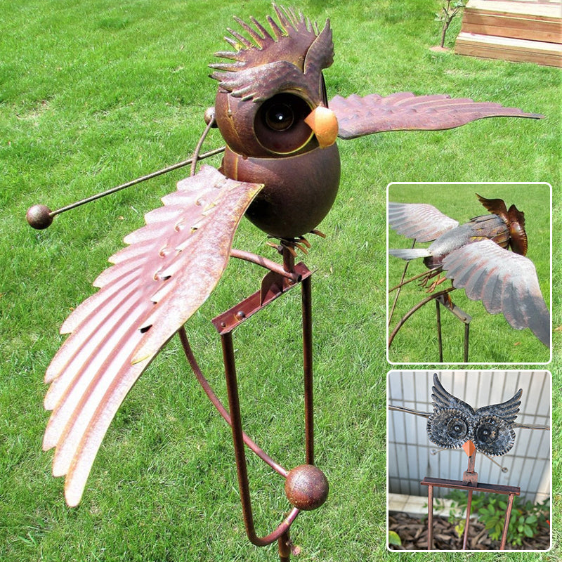Decoración para jardín exterior: águila y búhos de metal