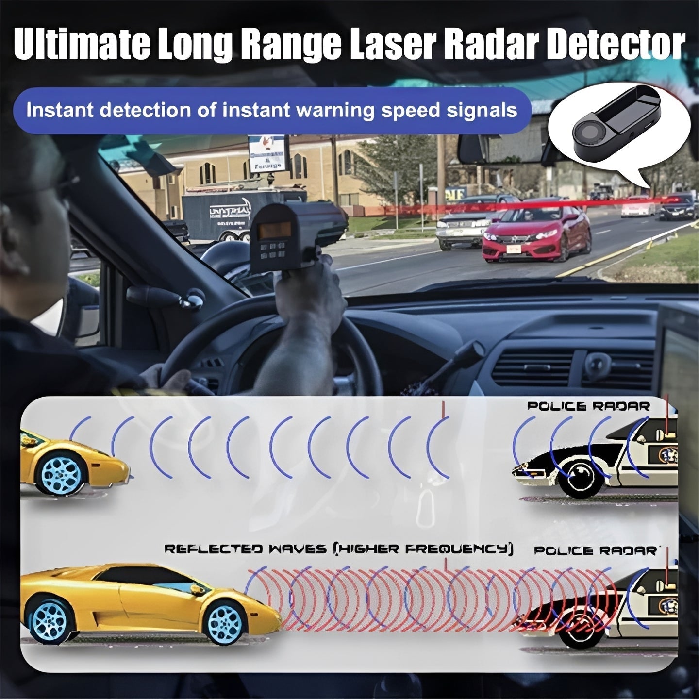 Detector de radar de largo alcance para automóvil