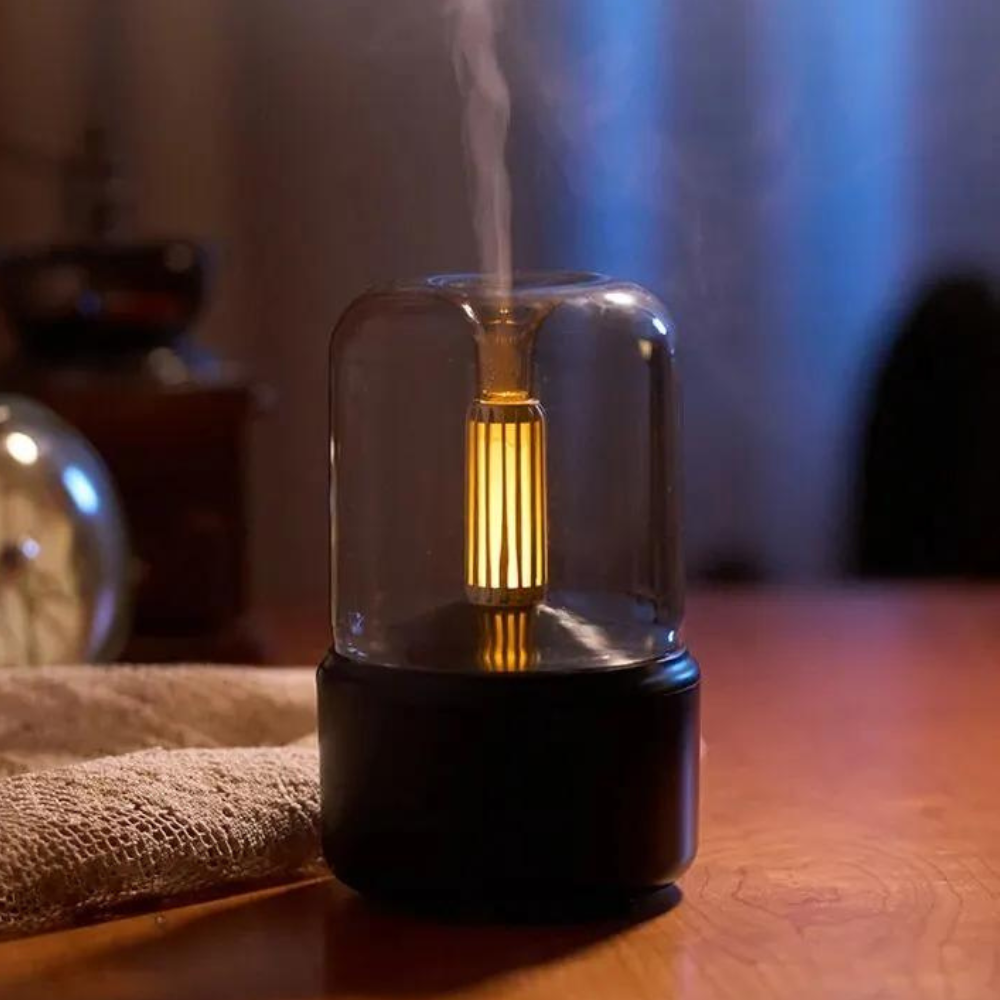 Difusor de aromas retro con luz nocturna - Humidificador USB para aceites esenciales para el hogar y la oficina