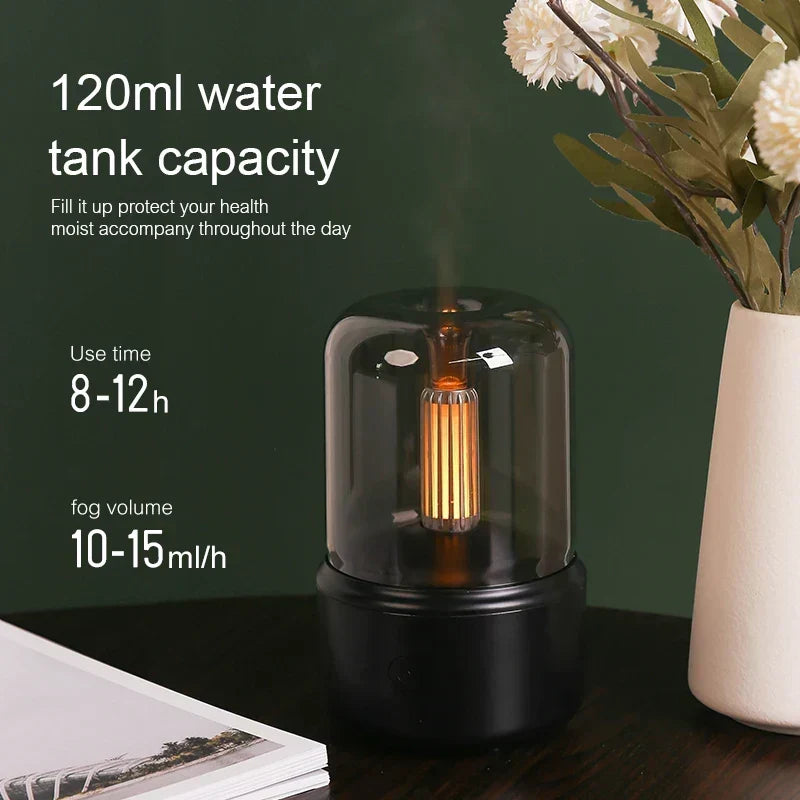 Difusor de aromas retro con luz nocturna - Humidificador USB para aceites esenciales para el hogar y la oficina