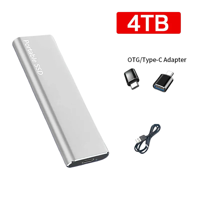 Disco duro externo de 4 TB USB-C, almacenamiento de datos portátil