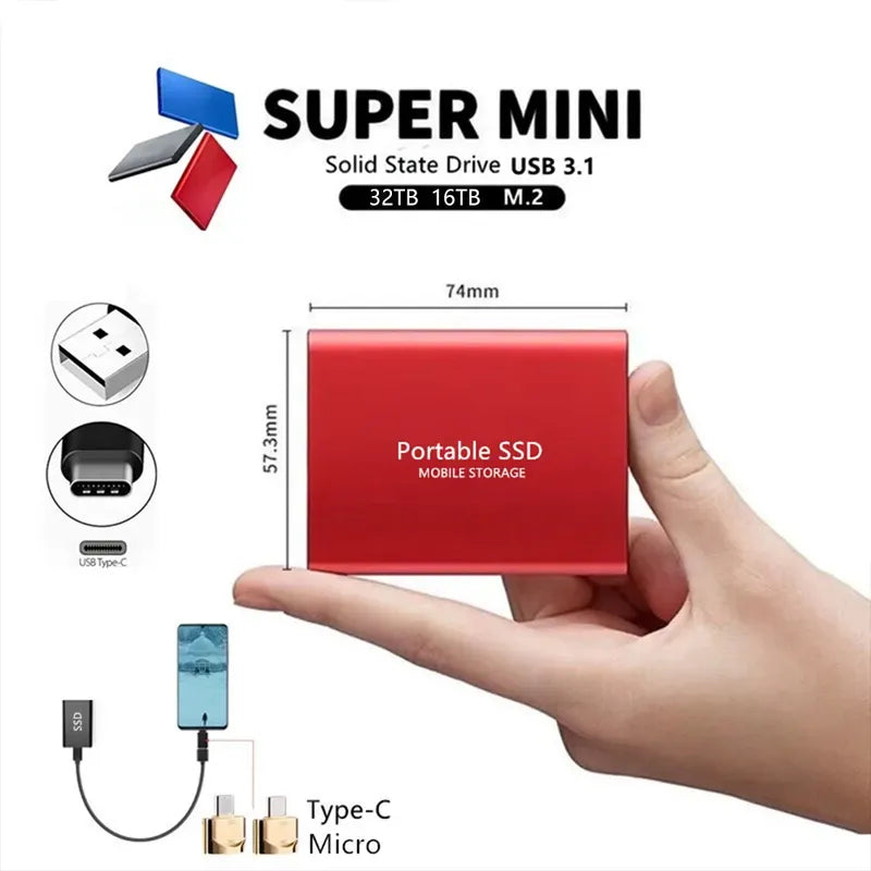 Disco duro externo SSD de 1, 2, 4, 8, 12, 16, 32, 64 TB