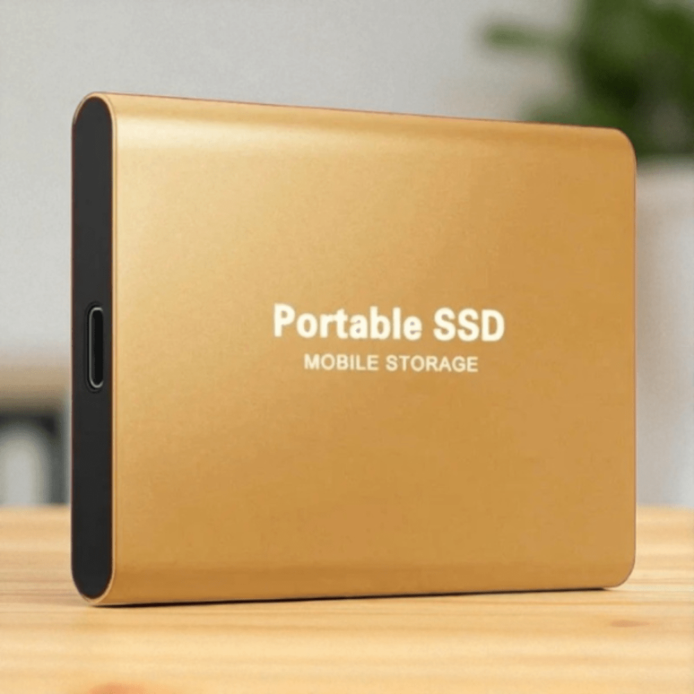 Disco SSD externo portátil con USB-C de alta velocidad y diseño resistente al agua